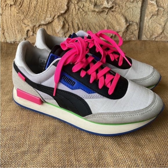 Puma FUTURE RIDER PLAY ON White Gray/Violet 373792-07 Neon Pink Size 7.5 - Picture 13 of 16